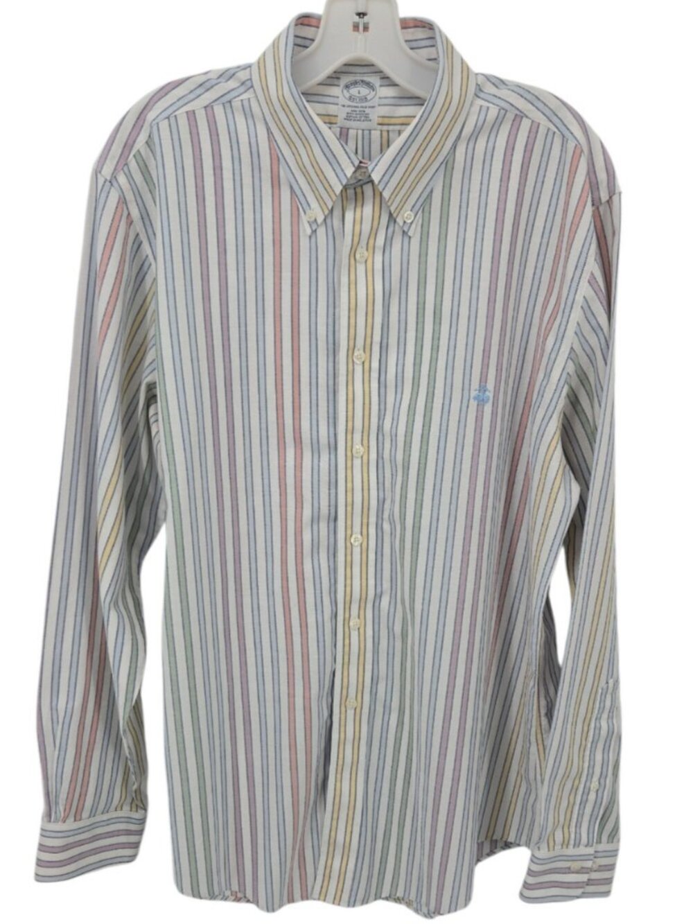 Brooks Brothers Original Polo Shirt Mens L Button Down Stripes Suppima Cotton